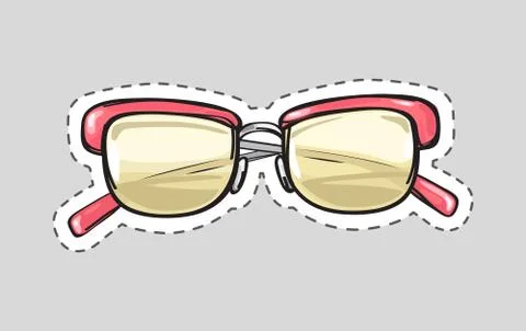 Classic Glasses Icon Patch Isolated Cut Out Vector Stock Illustration