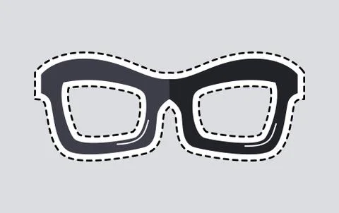 Classic Glasses Icon Patch Isolated Cut Out Vector 스톡 일러스트