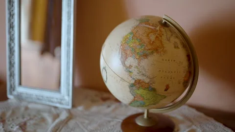 Classic Globe by Window Light Stock Footage 263369853