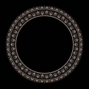Classic gold circular frame with an intricate Greek-inspired palmette ornament  Stock Illustration