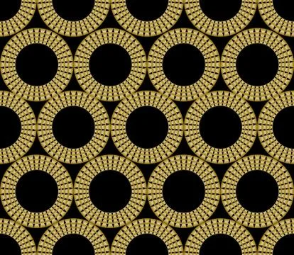 Classic gold patterns with 3d effect on black background, seamless ornament in Illustrazione stock