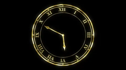 Classic gold roman clock animated icon classic analog gold roman clock 4k Stock Footage 323407885