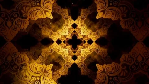 Classic golden Islamic patterns, 3D Stock Footage 254890530