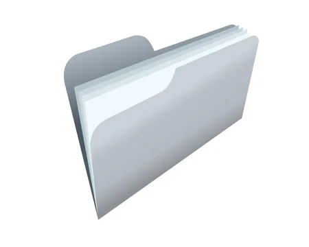 Classic gradient grey computer empty file folder icon with document Stock Illustration