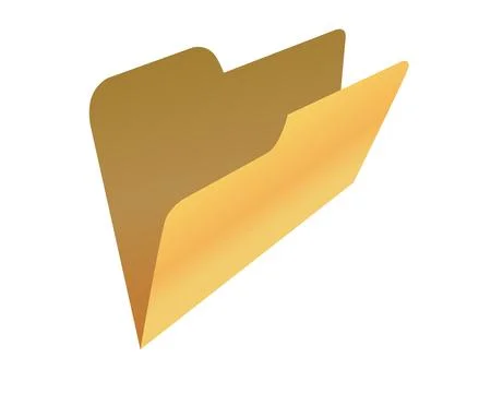 Classic gradient yellow computer empty file folder icon with document Stock Illustration