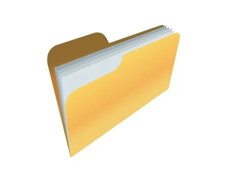 Classic gradient yellow computer file folder icon with document イラスト素材