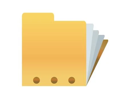 Classic gradient yellow computer file folder icon with document Illustrazione stock
