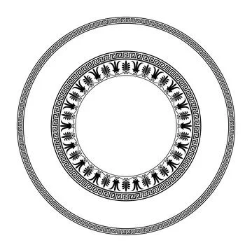 Classic Greek frame with meander pattern and Greek anthemia floral pattern.  Stock Illustration