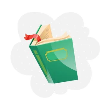 Classic green book in front vertical view isolated on white background. Stock Illustration