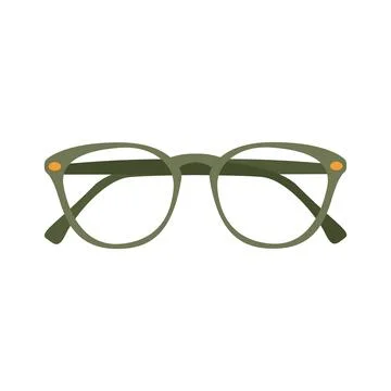 Classic green eyeglasses frame vector illustration isolated on white backgrou Stock Illustration