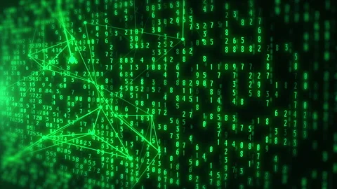 Classic Green Matrix Binary Code Rain for Cyber Security Presentations Video stock 336258347
