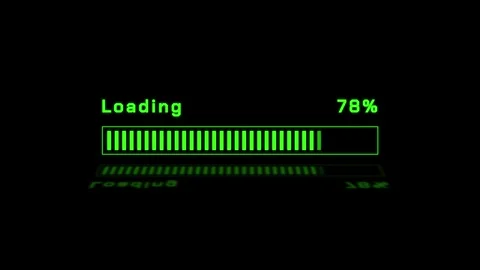 Classic Green Progress Bar or Loading Screen with Percentage on Dark Background Stock Footage 306238680