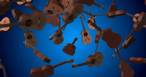 Classic guitar falling slow motion Stockbeeldmateriaal 105119194