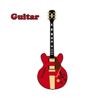 Classic guitar icon in linear style. Illustration Stock Illustration