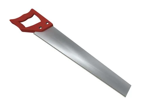 Classic hack saw isolated on white background. 3D rendering. Illustrazione stock
