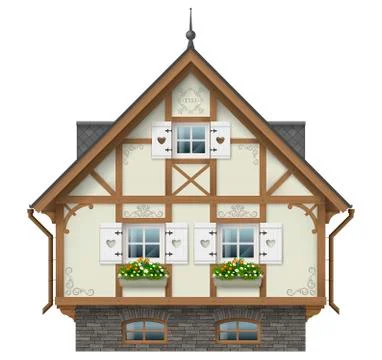 Classic half timbered house Stock Illustration