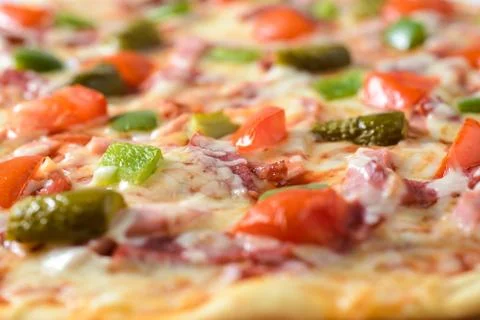 Classic ham pizza Stock Photos