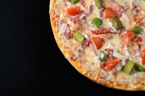Classic ham pizza Stock Photos