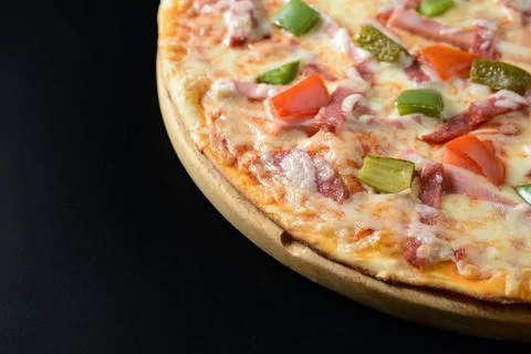 Classic ham pizza Stock Photos