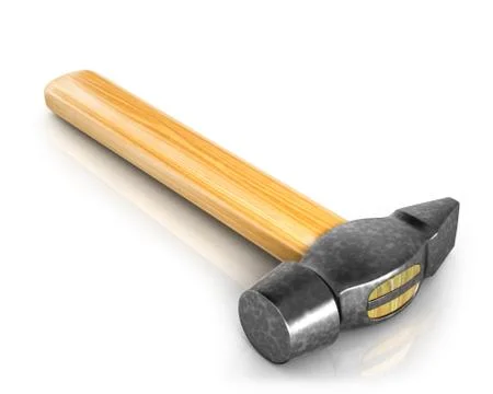 Classic hammer, in perpective, isolated Stock Illustration