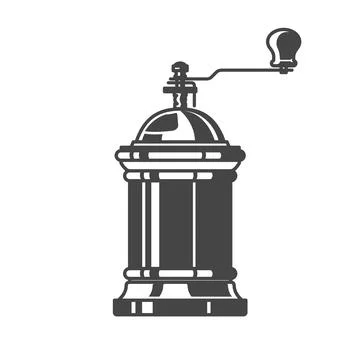 Classic hand coffee grinder with handle, vector 스톡 일러스트