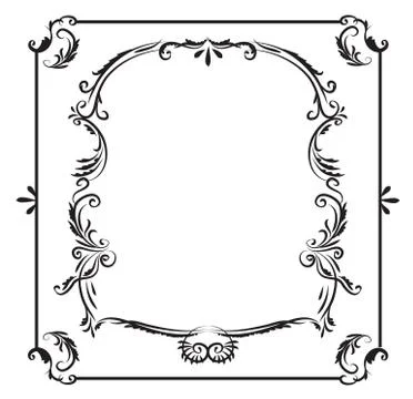 Classic hand drawn frame black and white Stock-Illustration