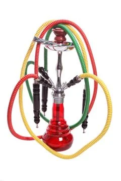 Classic hookah with colored hoses Stock Photos