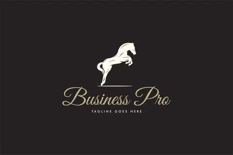 Classic horse logo with fancy script font Stock Illustration