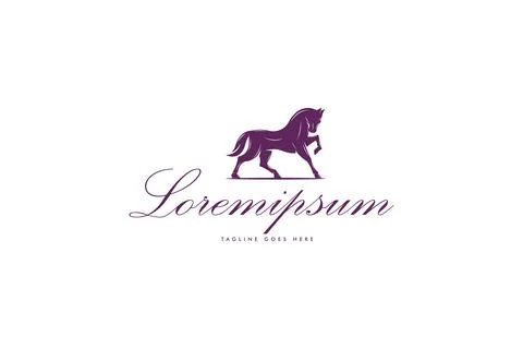 Classic horse logo with fancy script Stock Illustration