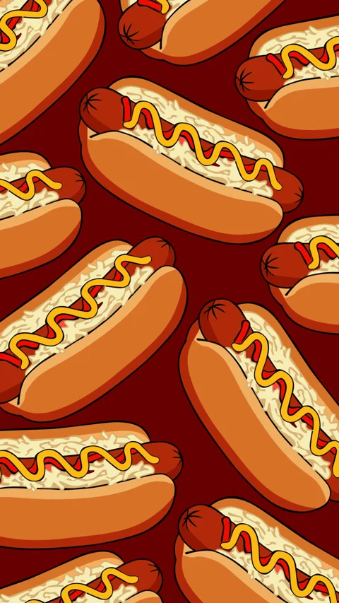 Classic Hot Dog Seamless Pattern Background for National Hot Dog Day Vertica Stock Footage 337355721
