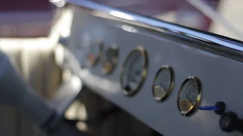 Classic Hot Rod Interior and Gauges Stock Footage 25239954