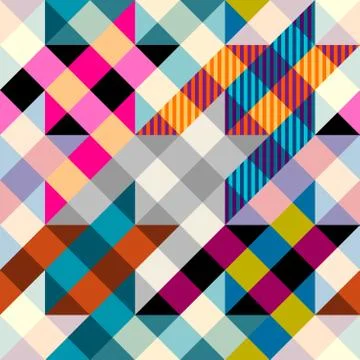 Classic Hounds-tooth pattern in a patchwork collage style. 库存插图