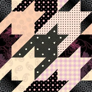 Classic Hounds-tooth pattern in a patchwork collage style. イラスト素材