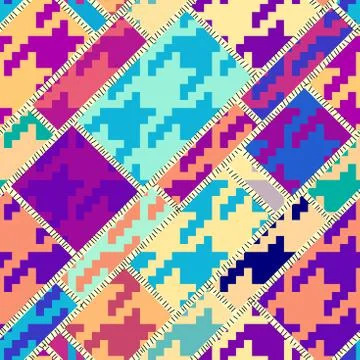 Classic Hounds-tooth pattern in a patchwork collage style. 스톡 일러스트