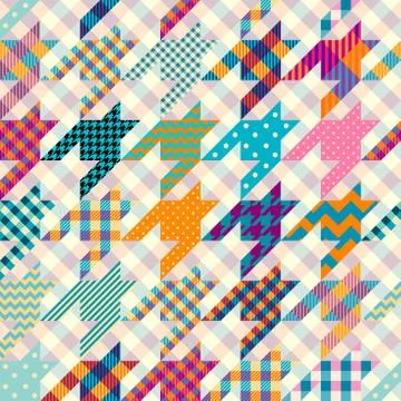 Classic Hounds-tooth pattern in a patchwork collage style. Stockillustratie
