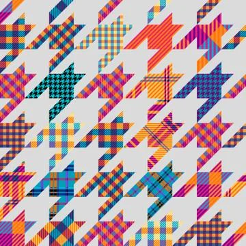 Classic Hounds-tooth pattern in a patchwork collage style. Stock Illustration