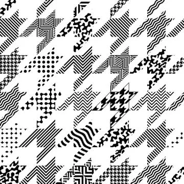 Classic Hounds-tooth pattern in a patchwork collage style. Stockillustratie