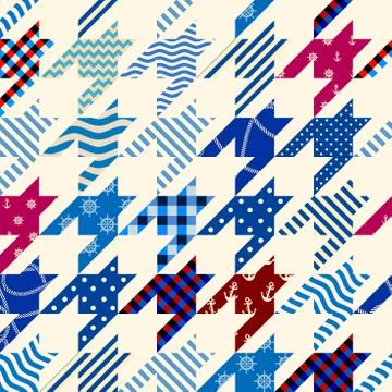 Classic Hounds-tooth pattern in a patchwork collage style. Stock Illustration