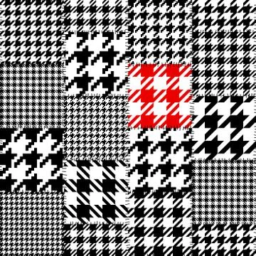 Classic Hounds-tooth pattern in a patchwork collage style. Stock Illustration