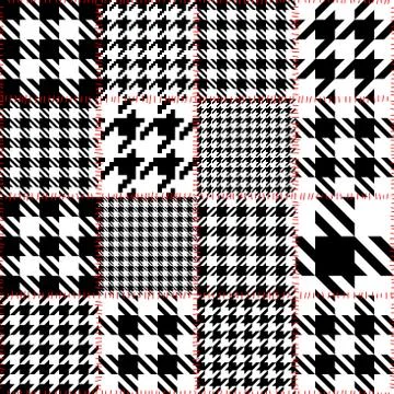 Classic Hounds-tooth pattern in a patchwork collage style. Illustrazione stock