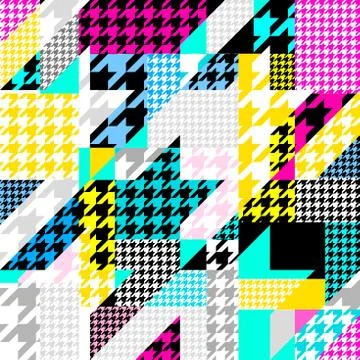Classic Hounds-tooth pattern in a patchwork collage style. Stockillustratie