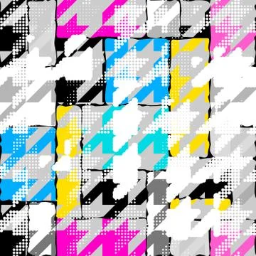 Classic Hounds-tooth pattern in a patchwork collage style. Illustrazione stock