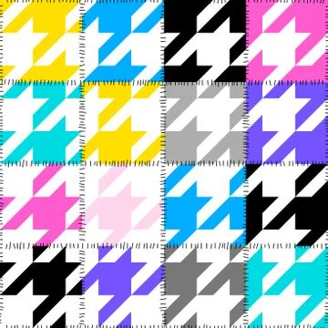 Classic Hounds-tooth pattern in a patchwork collage style. Stock Illustration