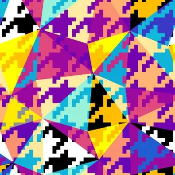 Classic Hounds-tooth pattern in a patchwork collage style. イラスト素材