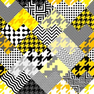 Classic Hounds-tooth pattern in a patchwork collage style. Stock Illustration