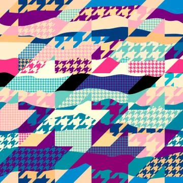 Classic Hounds-tooth pattern in a patchwork collage style. イラスト素材