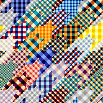 Classic Hounds-tooth pattern in a patchwork collage style. Stock Illustration