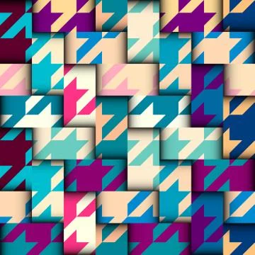 Classic Hounds-tooth pattern in a patchwork collage style. Stock Illustration