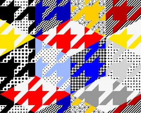 Classic Hounds-tooth pattern in a patchwork collage style. 스톡 일러스트