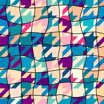 Classic Hounds-tooth pattern in a patchwork collage style. Stock Illustration